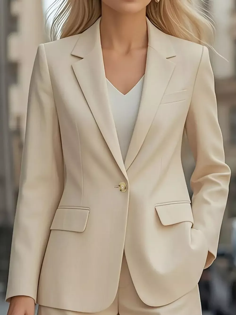 Lapel Collar One Button Blazer