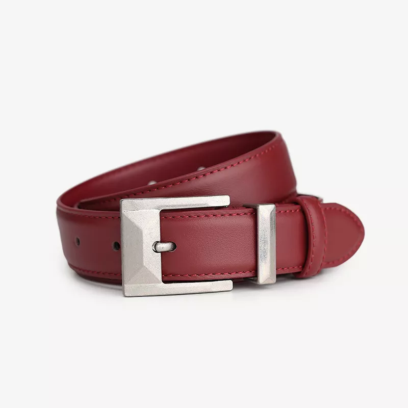 Leather Belt with Geometric Buckle