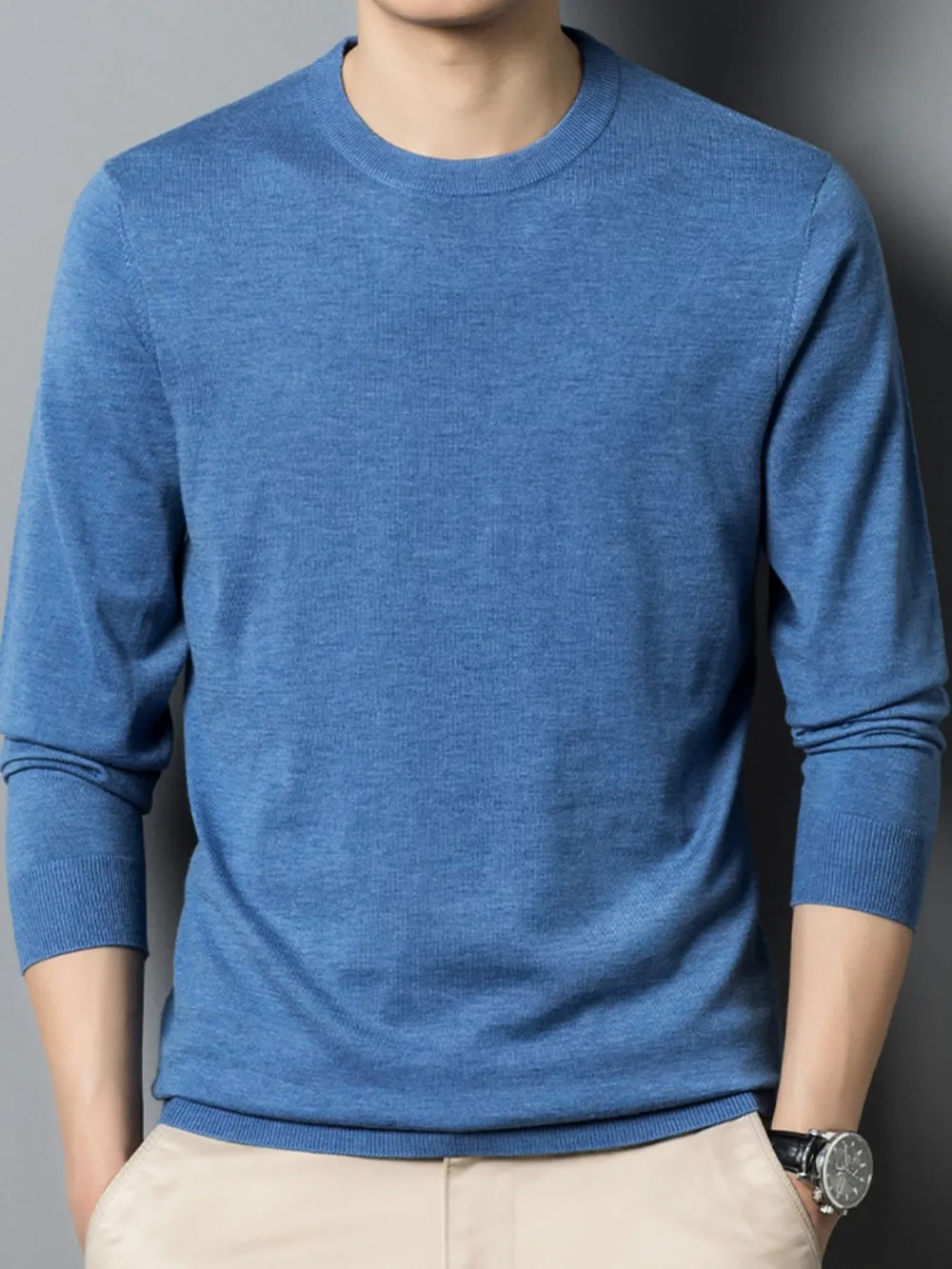 Men's Plus Size Round Neck Long Sleeve Sweater