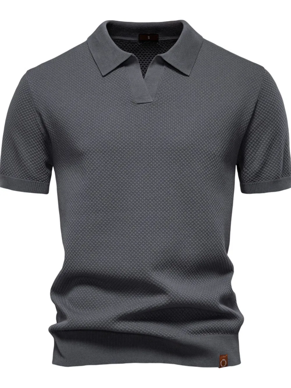 Men's Classic Textured Short Sleeve Polo Shirt