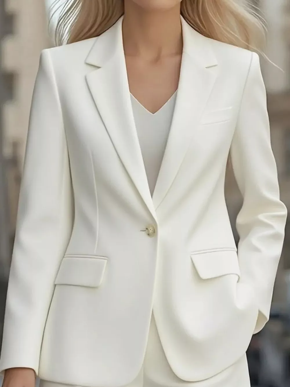 Lapel Collar One Button Blazer