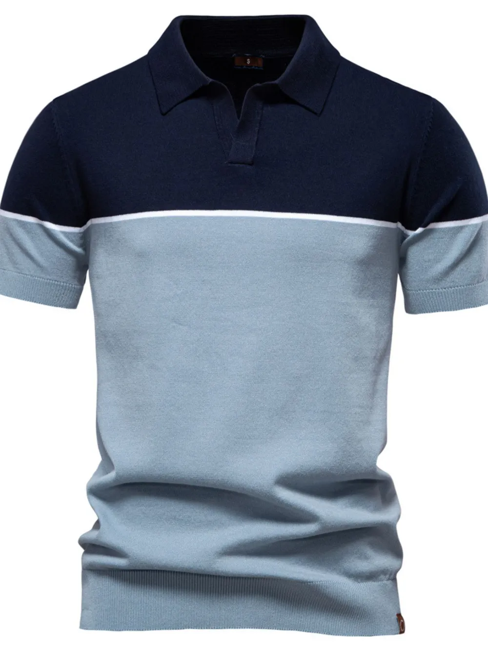 Men's Color Block Short Sleeve Knit Polo Shirt