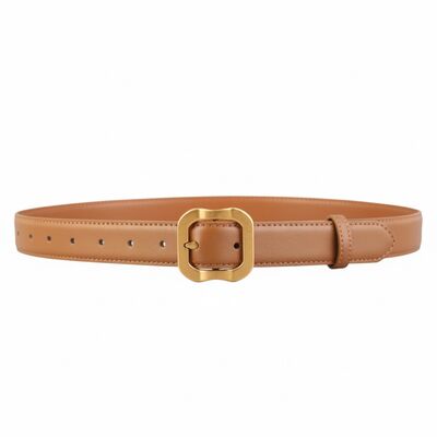 Leather Belt with Golden Buckle