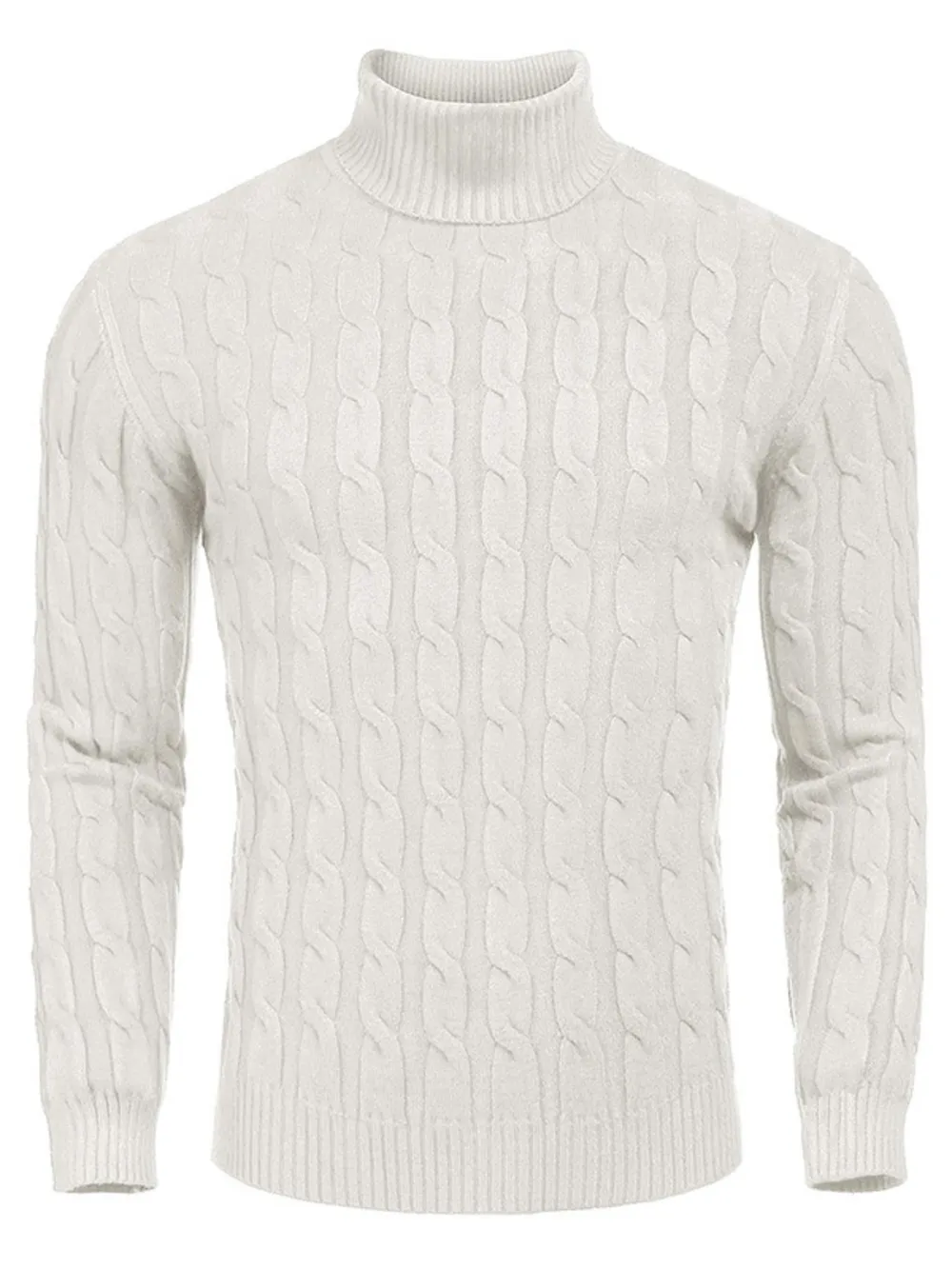 Men's Cable Knit Turtleneck Sweater