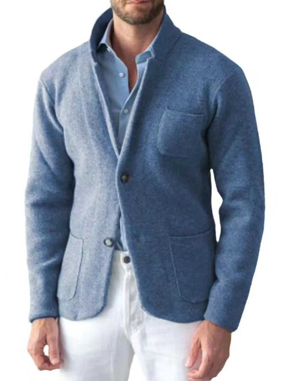 Men's Plus Size Stand Collar Long Sleeve Blazer