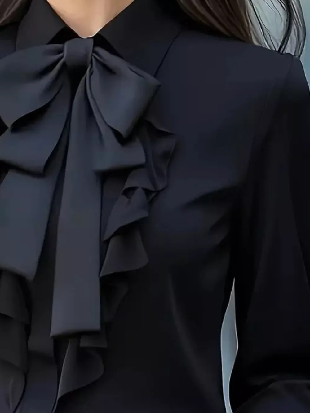 Elegant Black Ruffle Blouse