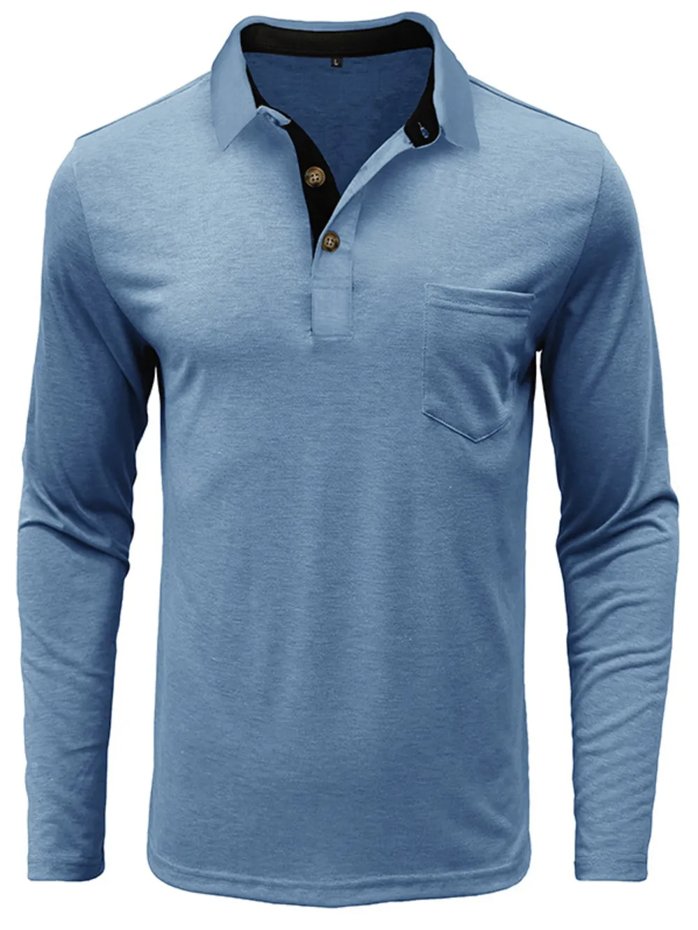 Men's Casual Long Sleeve Polo Shirt