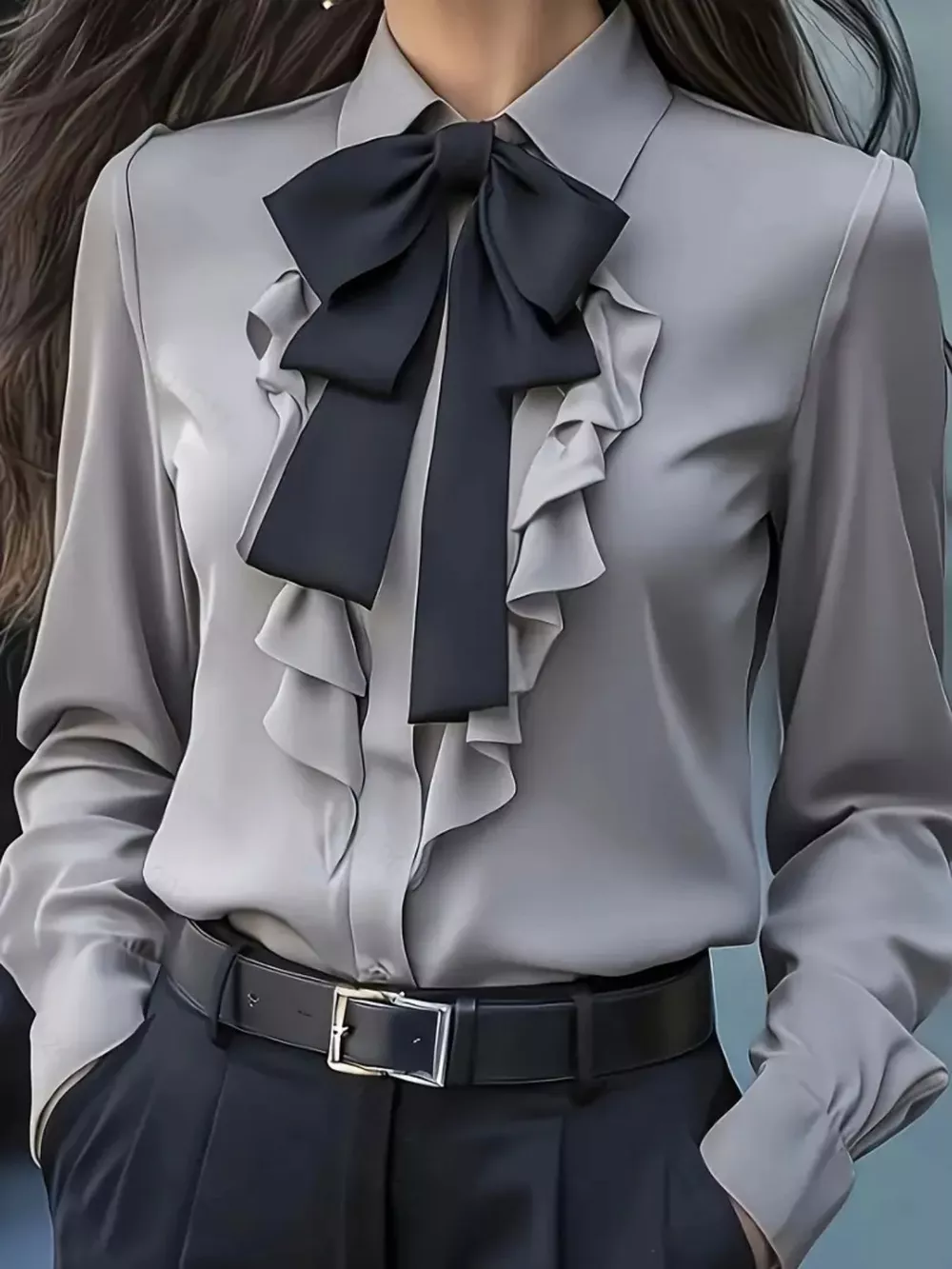 Elegant Black Ruffle Blouse