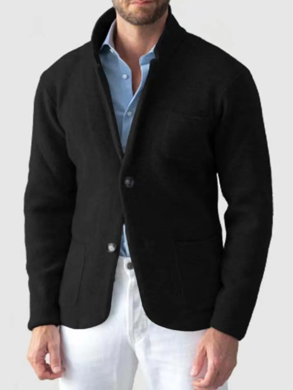 Men's Plus Size Stand Collar Long Sleeve Blazer