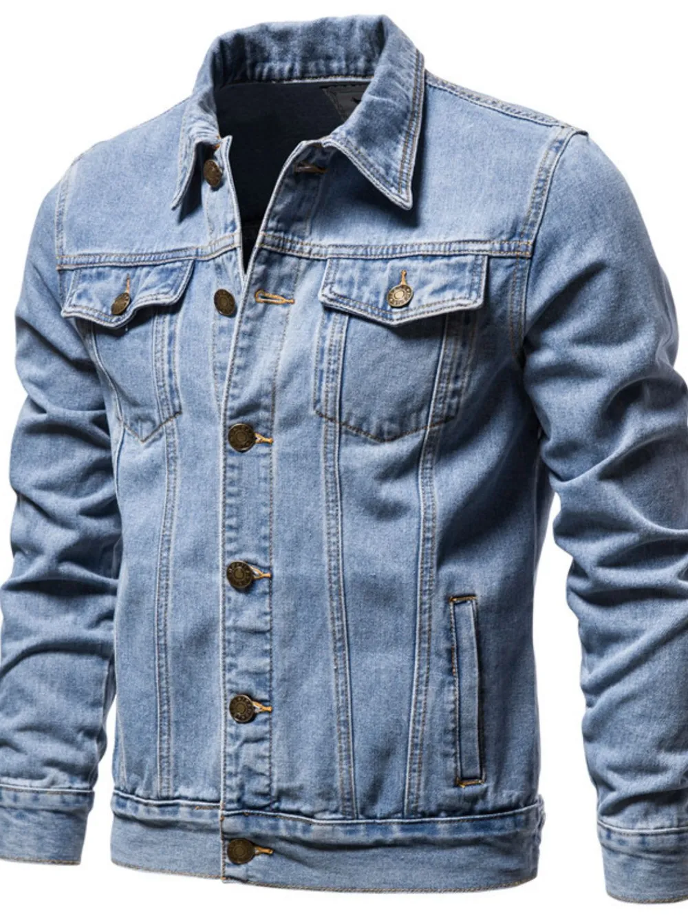 Men's Button Down Long Sleeve Denim Jacket