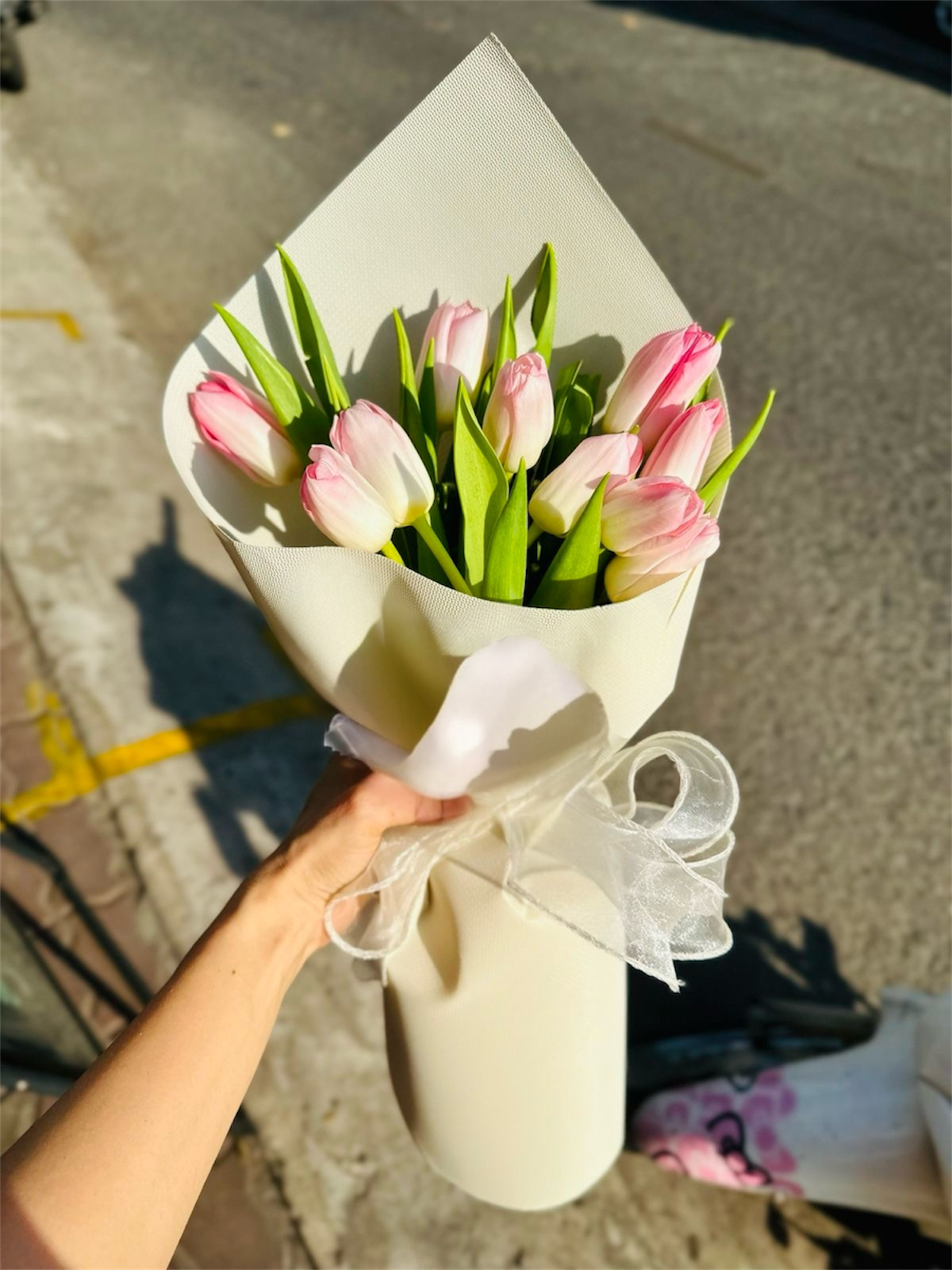 Ramo de tulipanes rosados