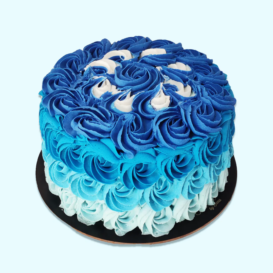 BLUE ROSETTE CAKE