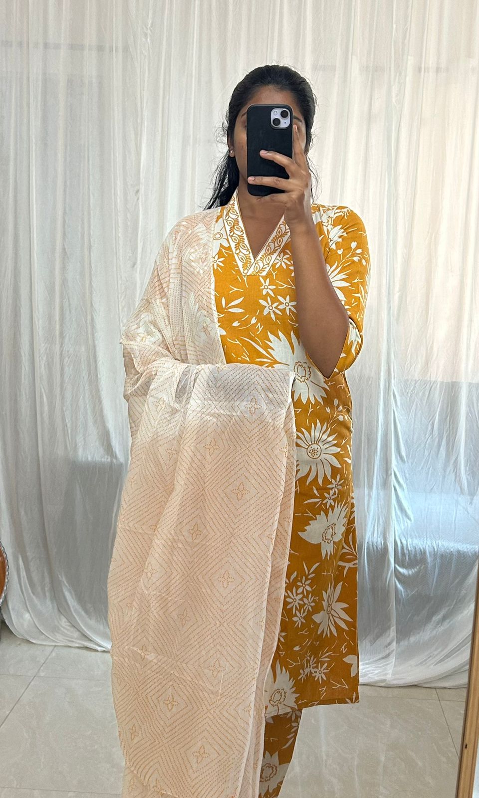 Orange Floral Print Dress