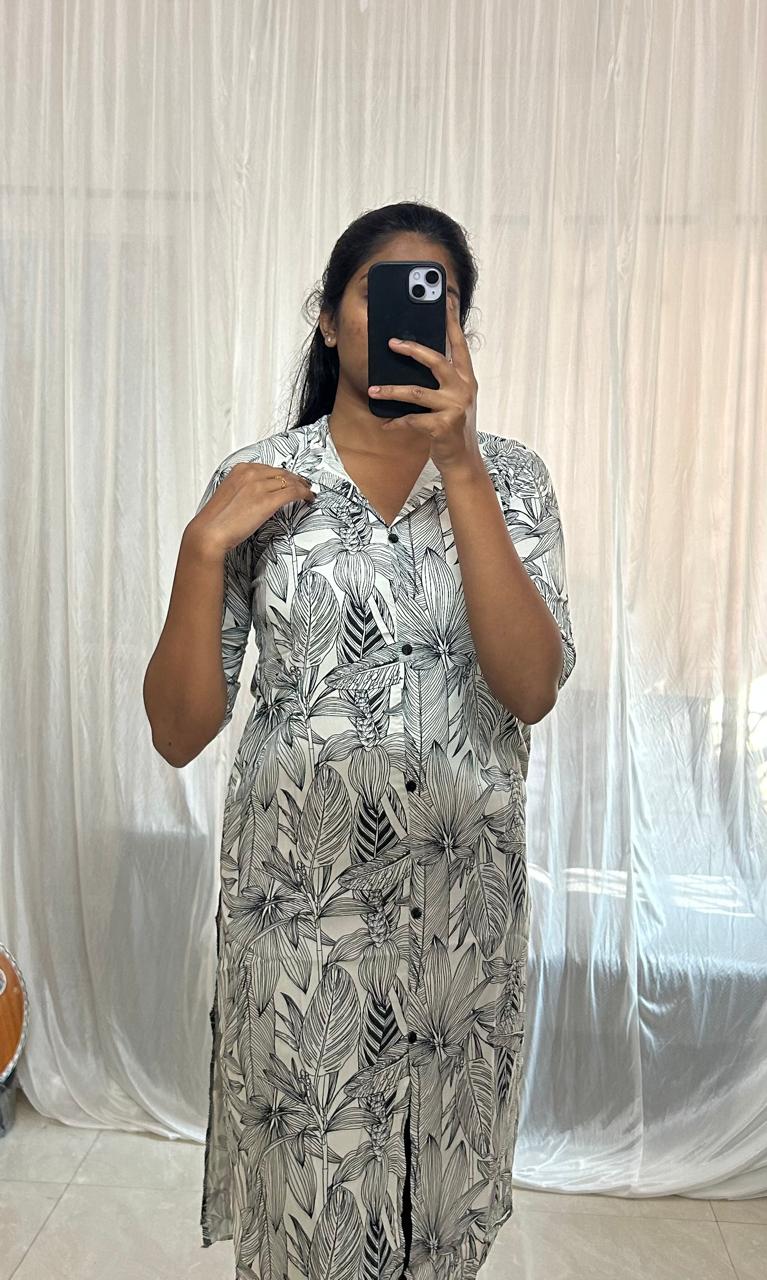 Black and white collar Kurti