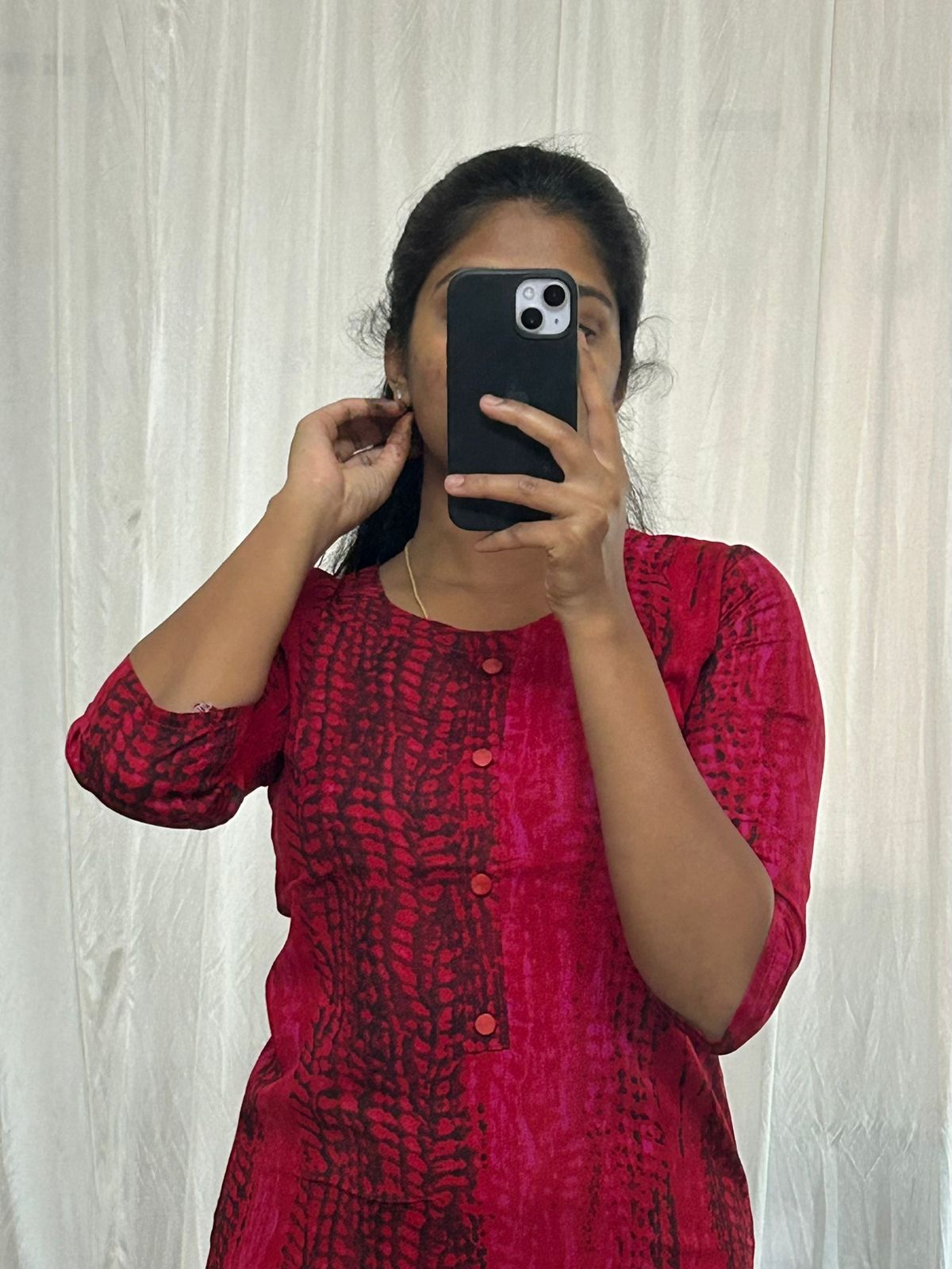 Red Printed Cotton Kurti