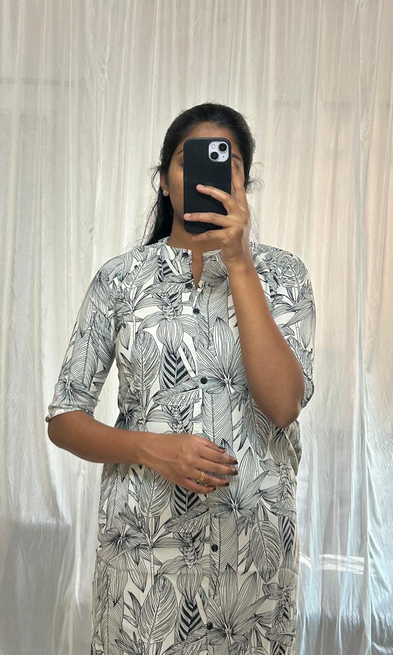 Black and white collar Kurti