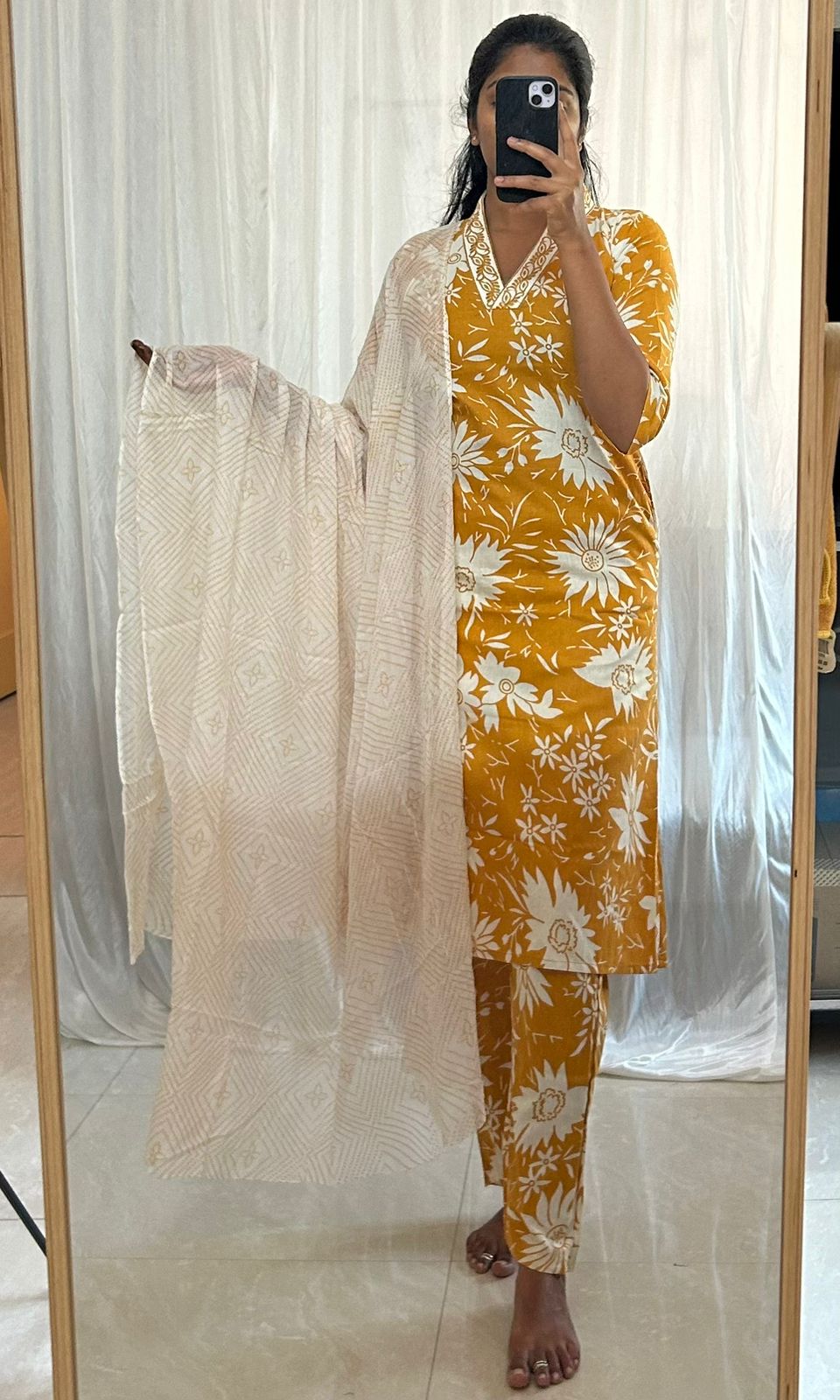 Orange Floral Print Dress