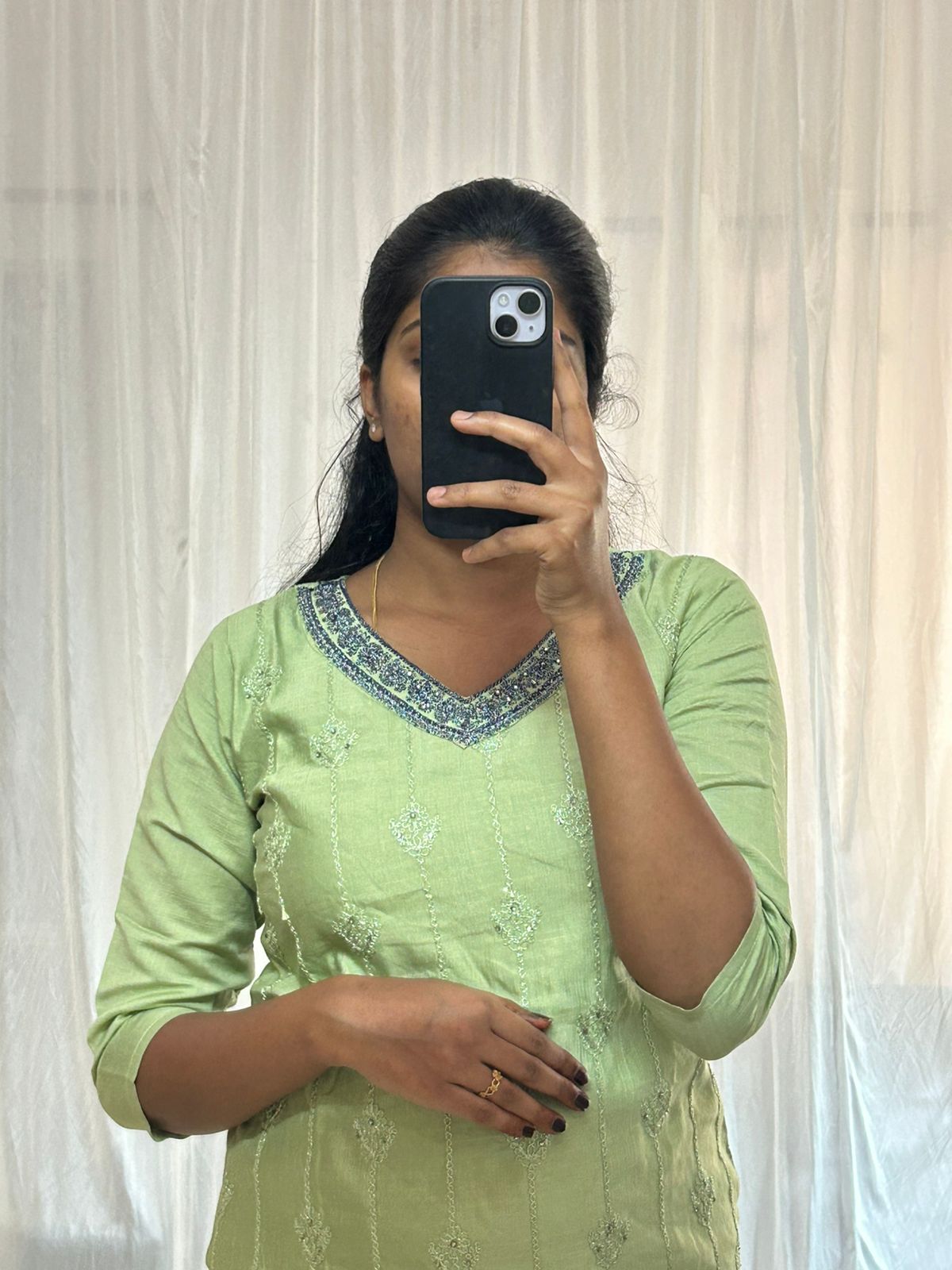 Light Green Embroidered Kurti
