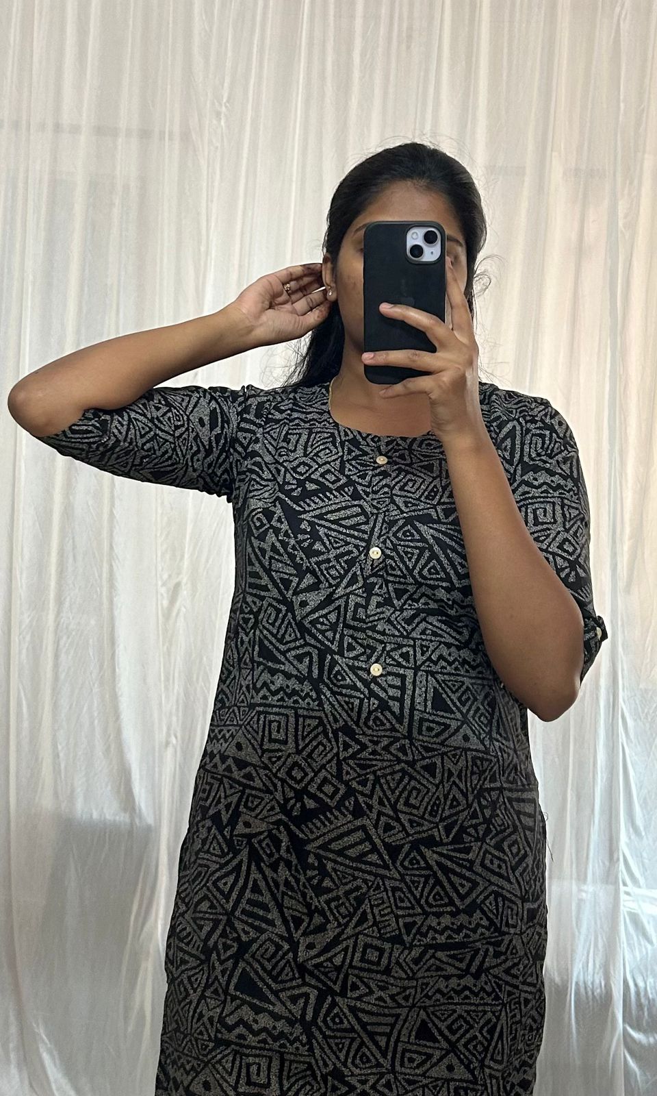 Elegant Black Printed 2-piece Kurti Set