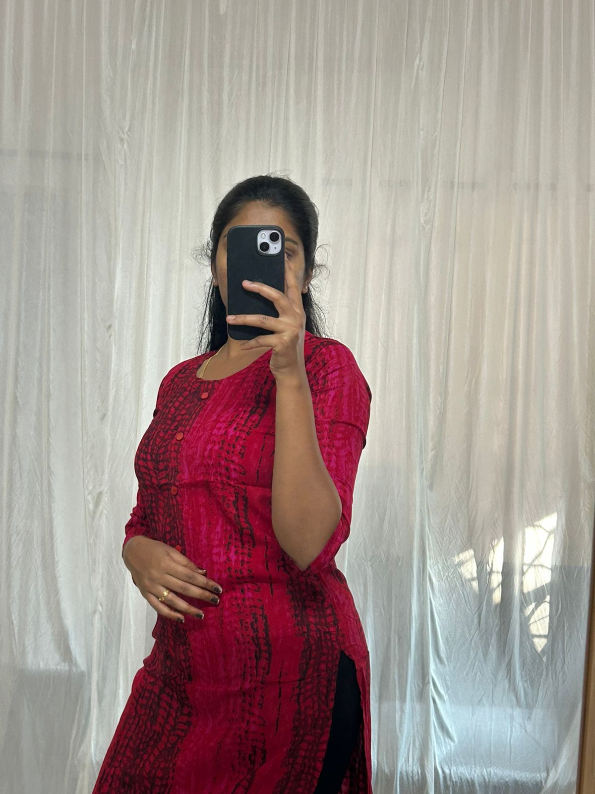 Red Printed Cotton Kurti