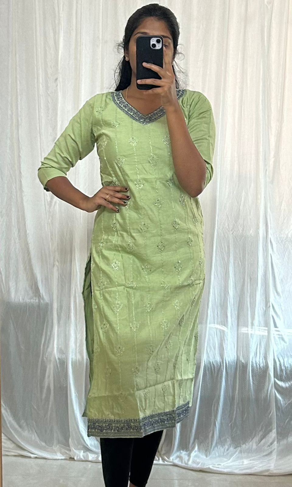 Light Green Embroidered Kurti