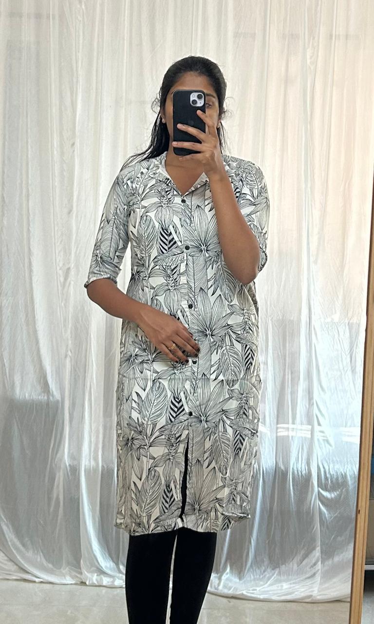 Black and white collar Kurti