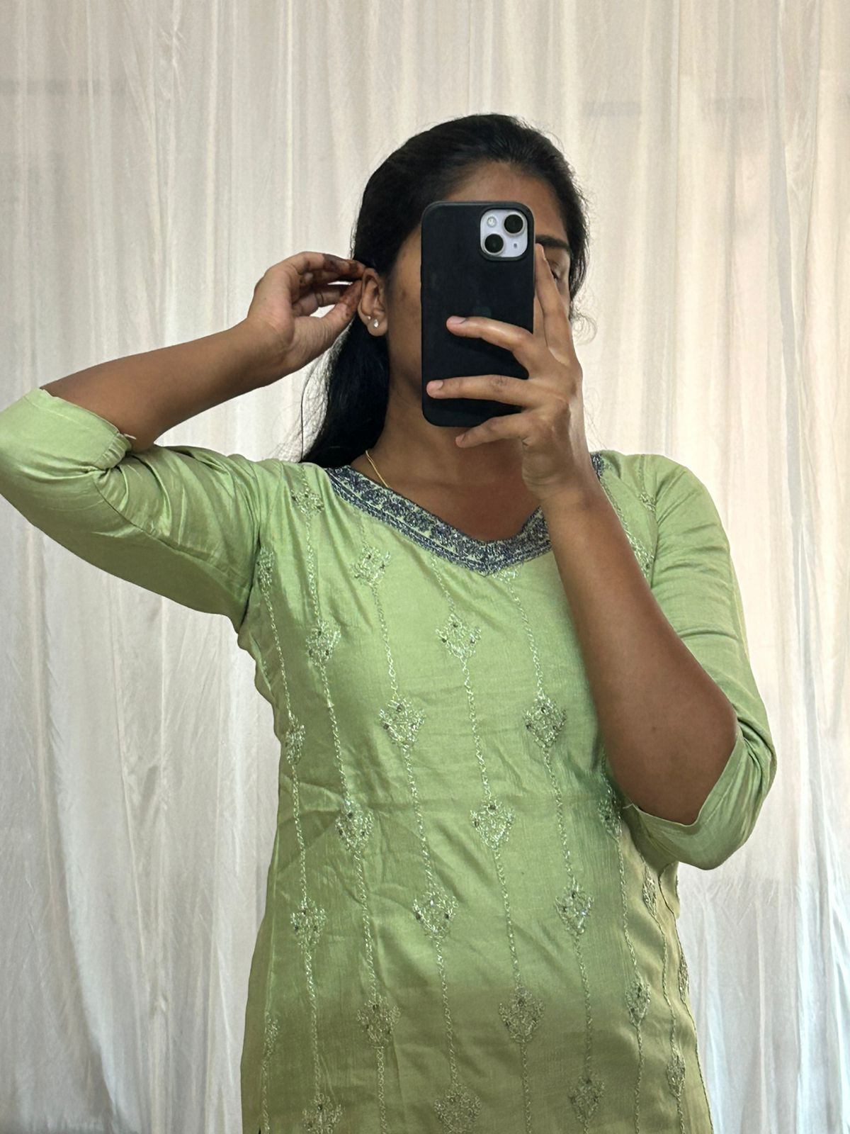 Light Green Embroidered Kurti