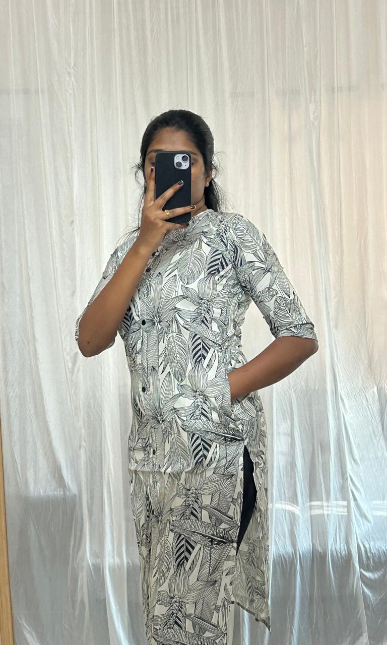 Black and white collar Kurti