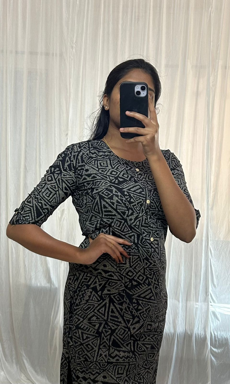 Elegant Black Printed 2-piece Kurti Set