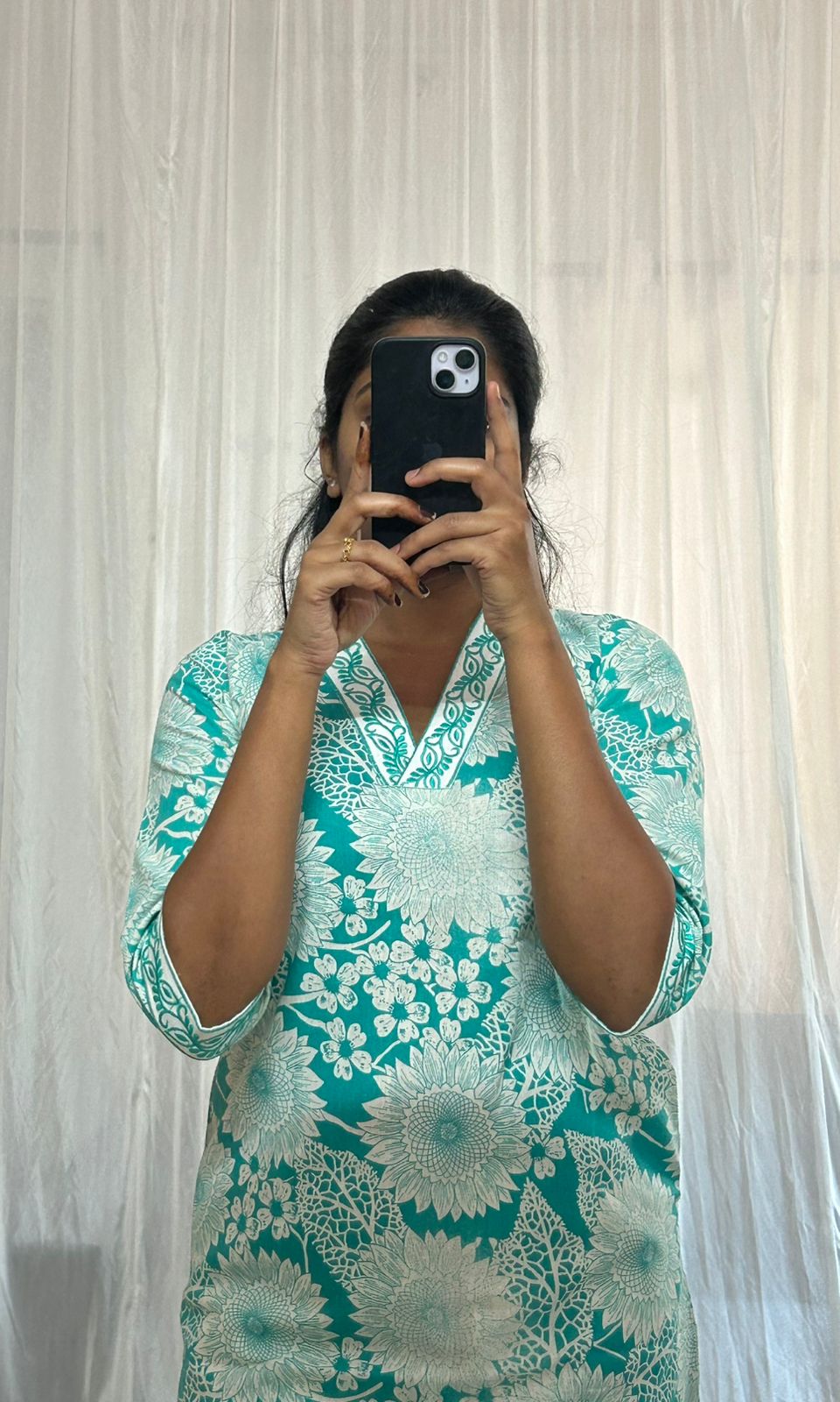 Turquoise Floral Print Kurti