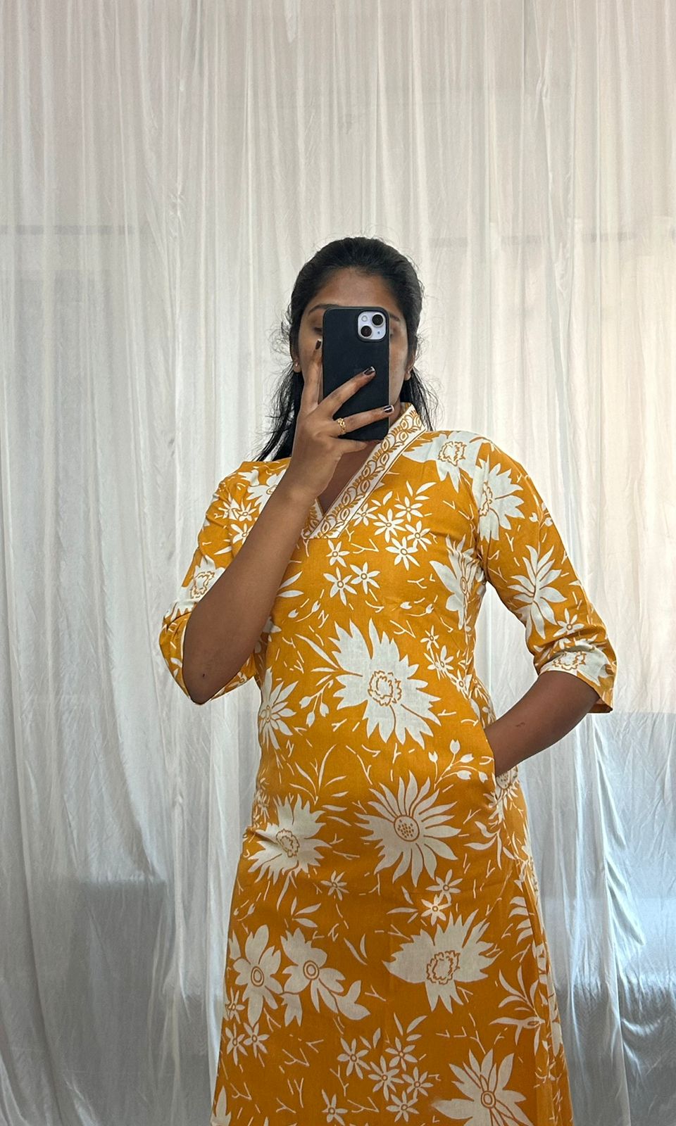 Orange Floral Print Dress