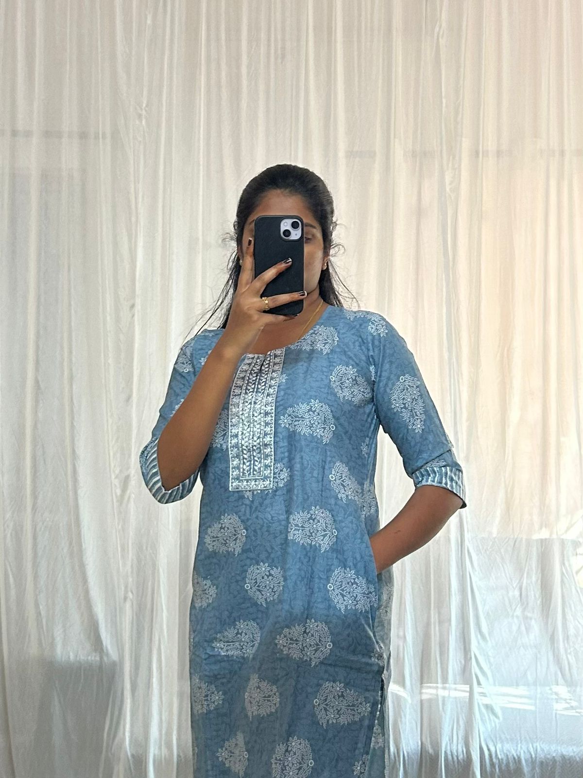 Avaasa Blue Cotton Kurti