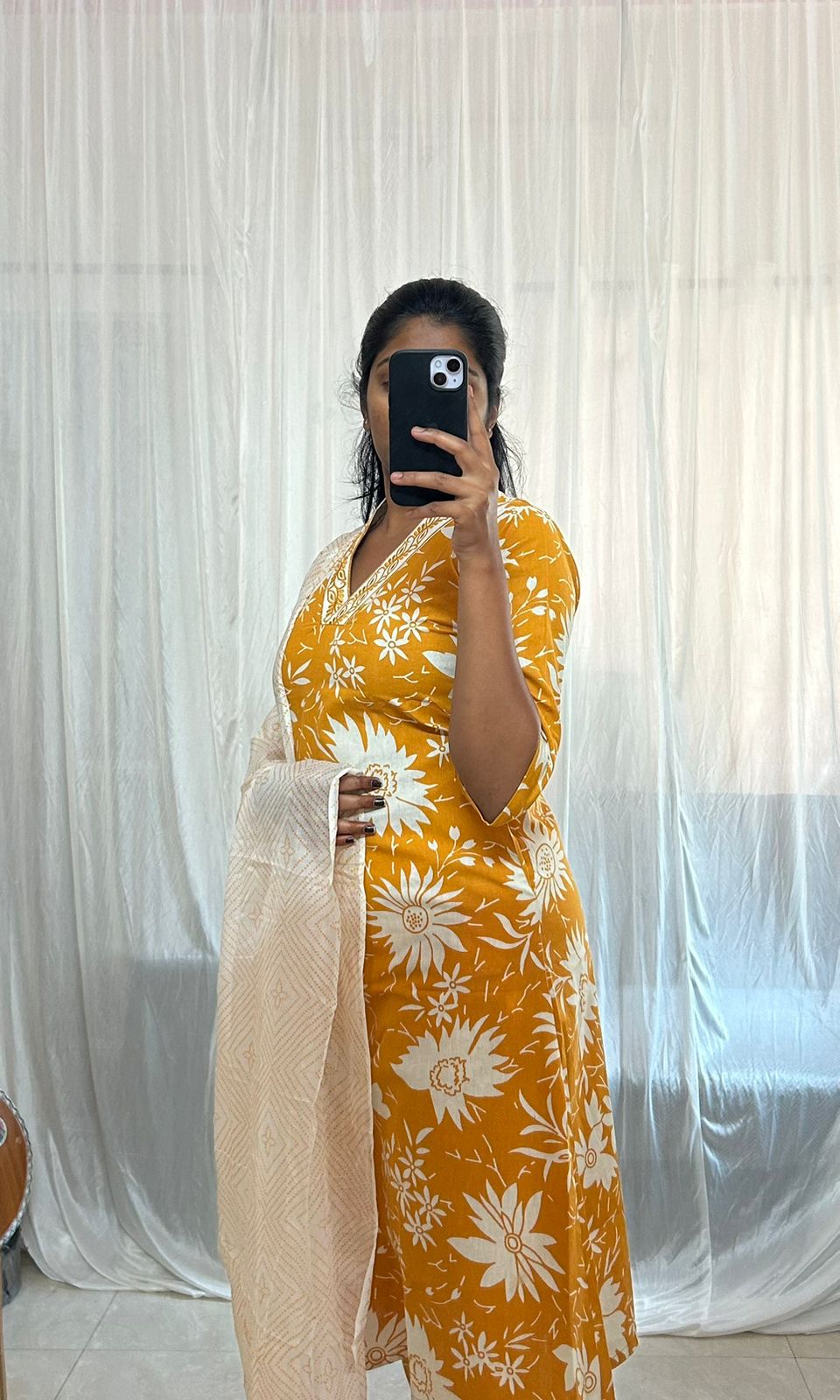 Orange Floral Print Dress