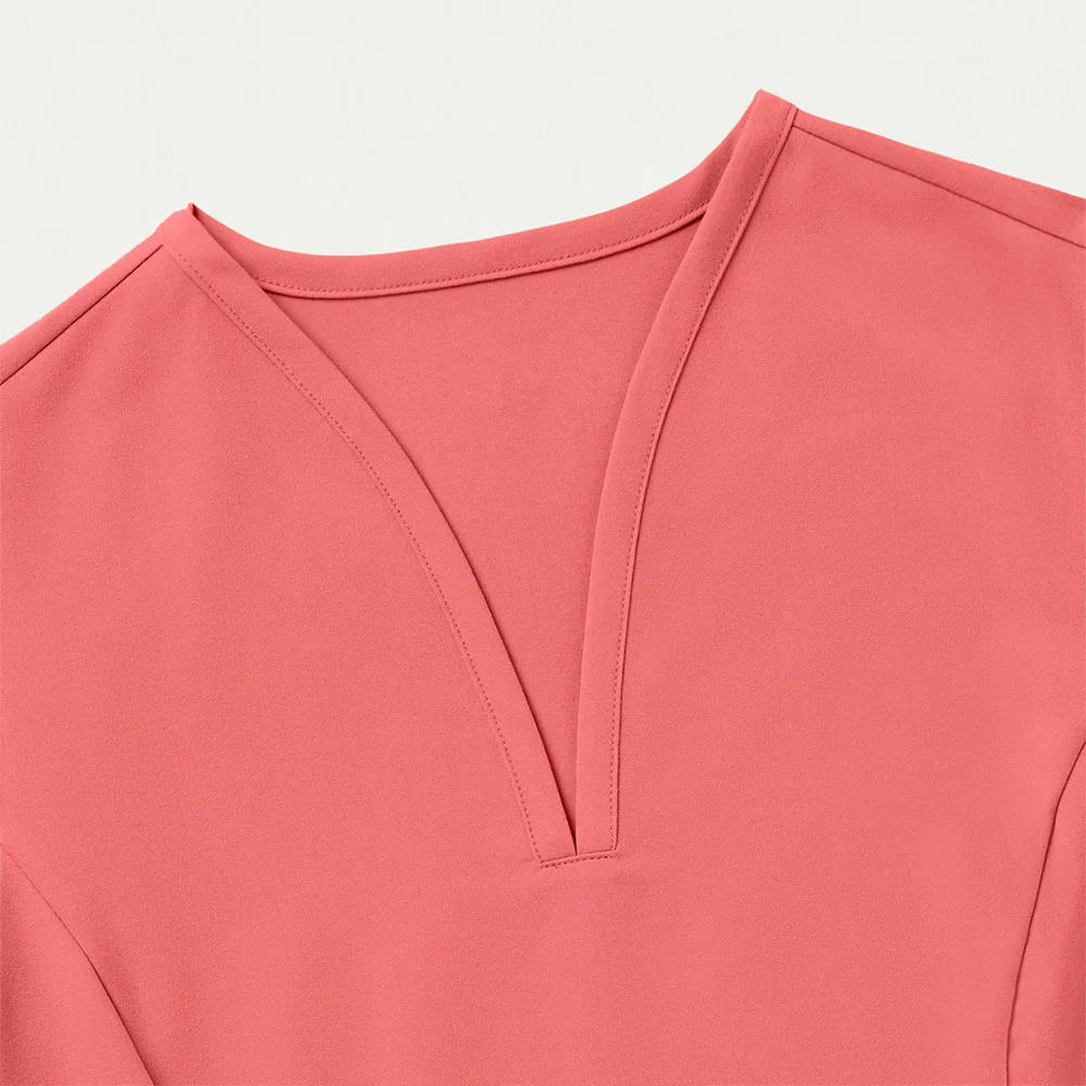 Women's Coral V-neck Scrub Top