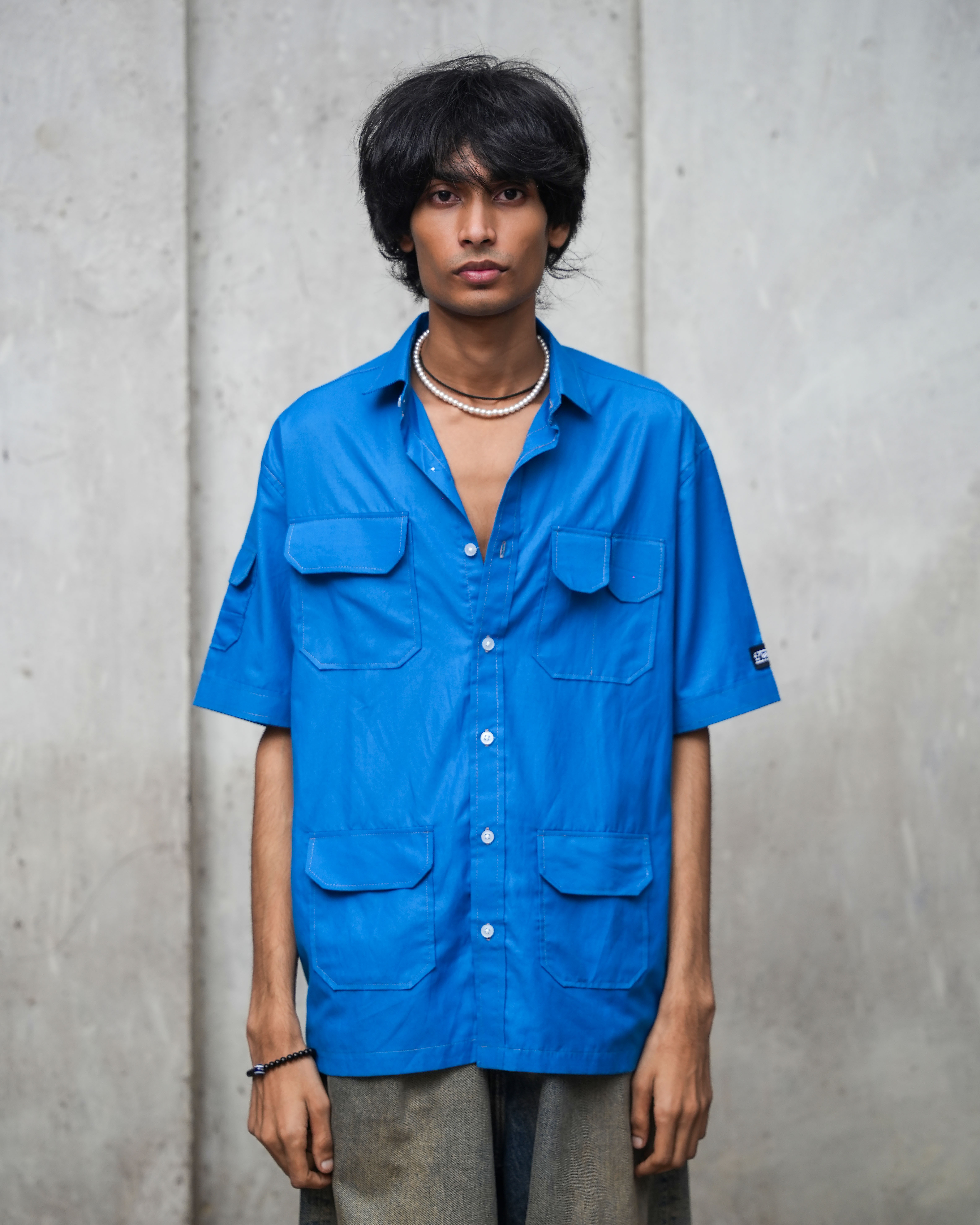 Blue Utility Short Sleeve Shirt