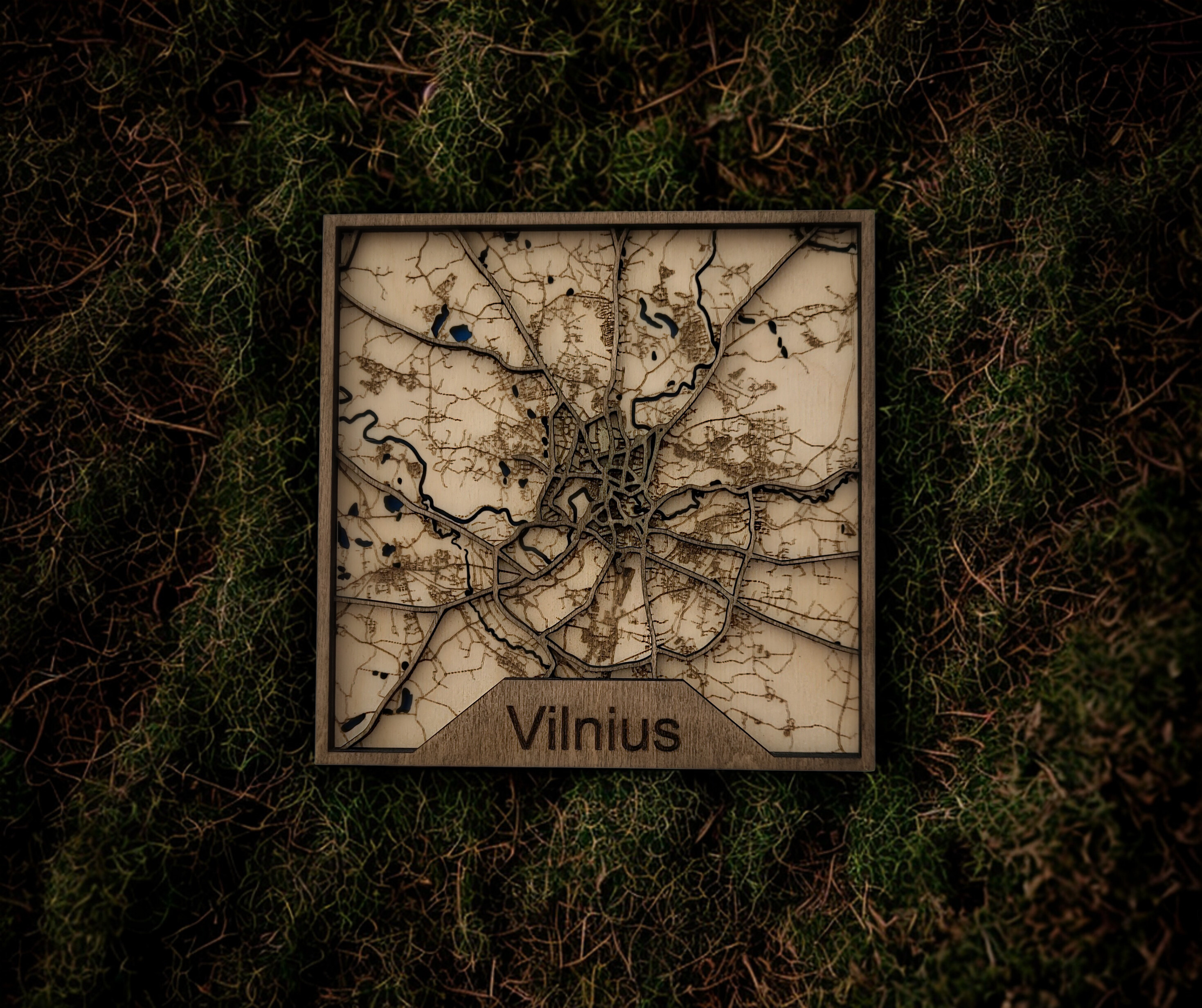 Miesto žemėlapis su pažymėtomis koordinatėmis