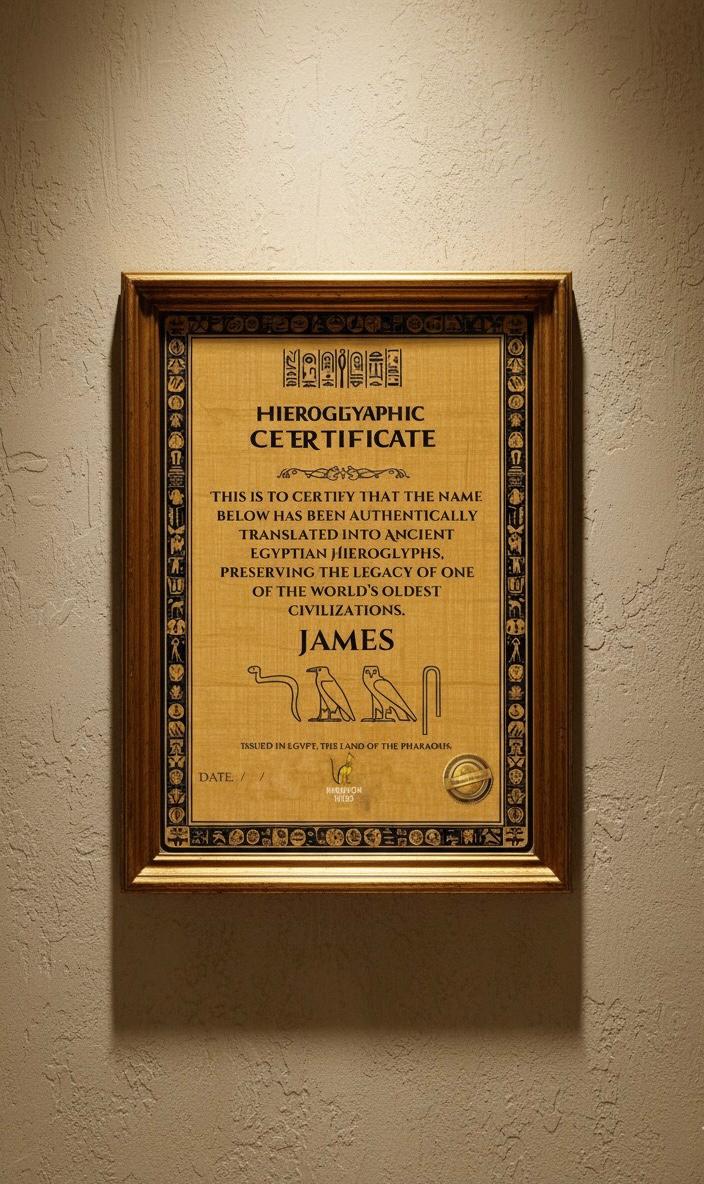 Personalized Ancient Egyptian Hieroglyphic Name Certificate