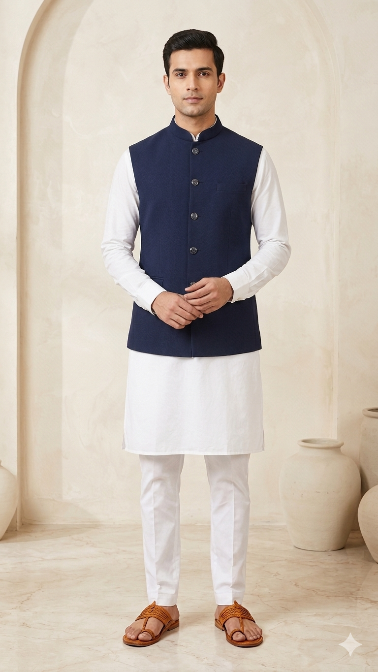 Dark Blue Kurta Jacket Kurta - 36(S), 38(M), 44(XXL)