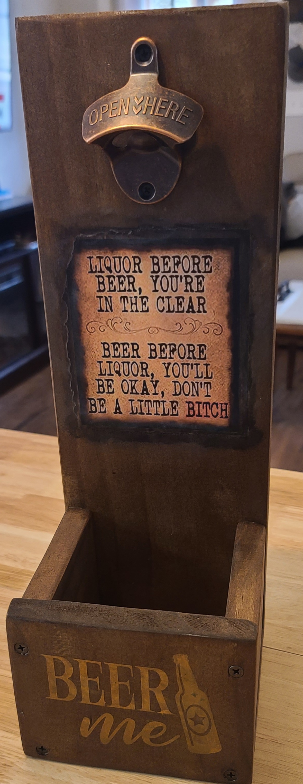 Wall-mounted Beer Bottle Opener with Catcher