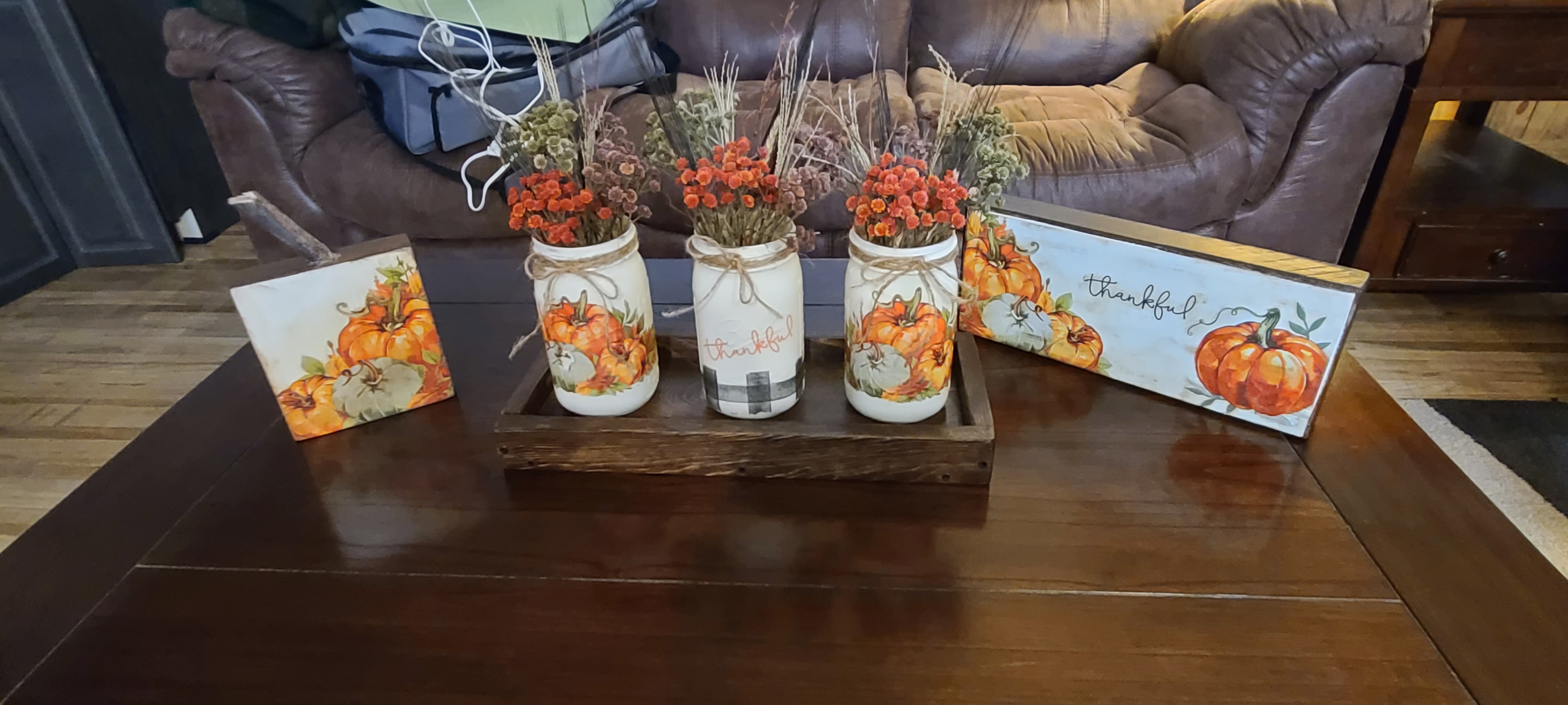 Autumn Harvest Mason Jar Centerpiece