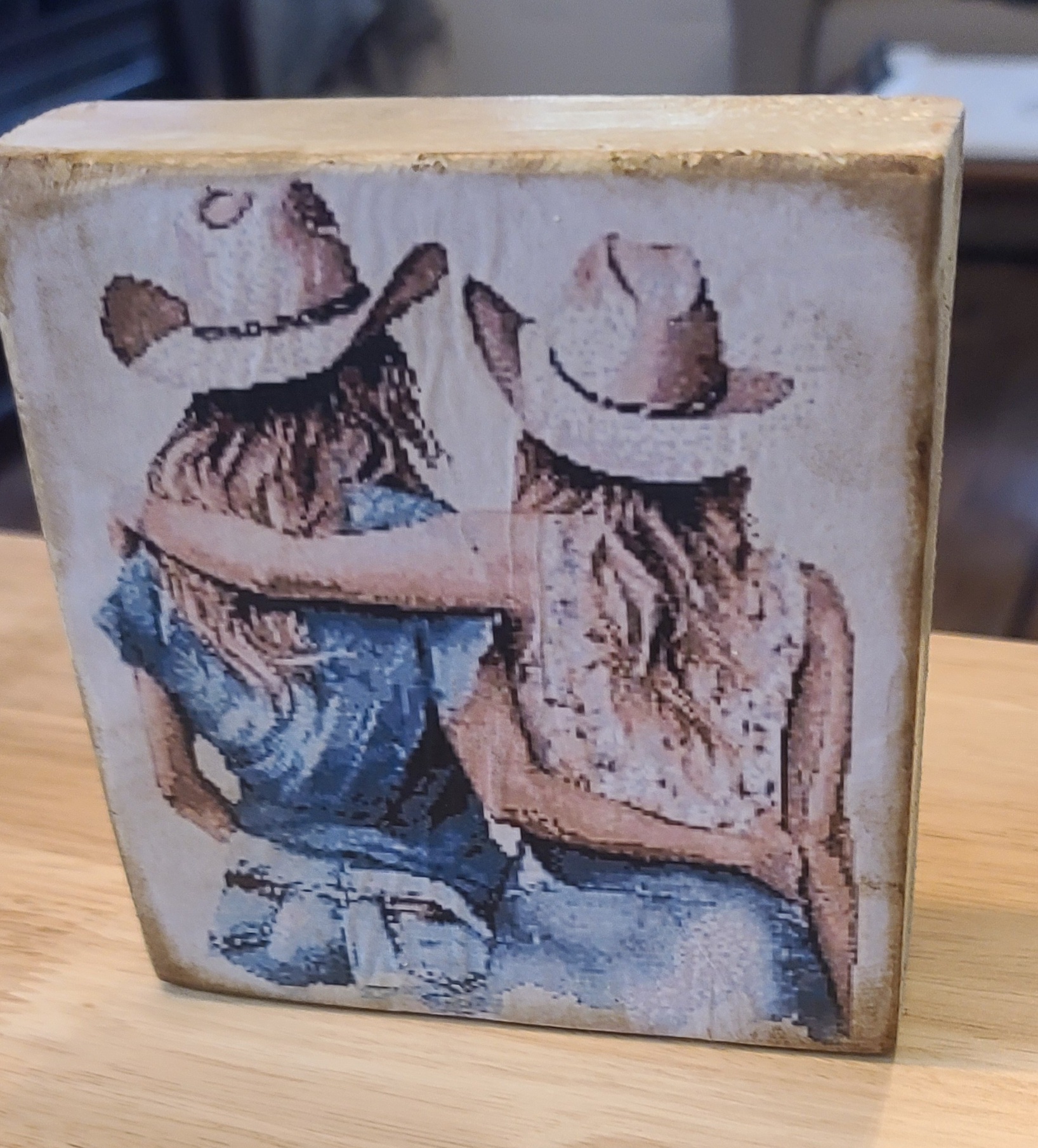 Cowgirl Friends Wooden Art Block