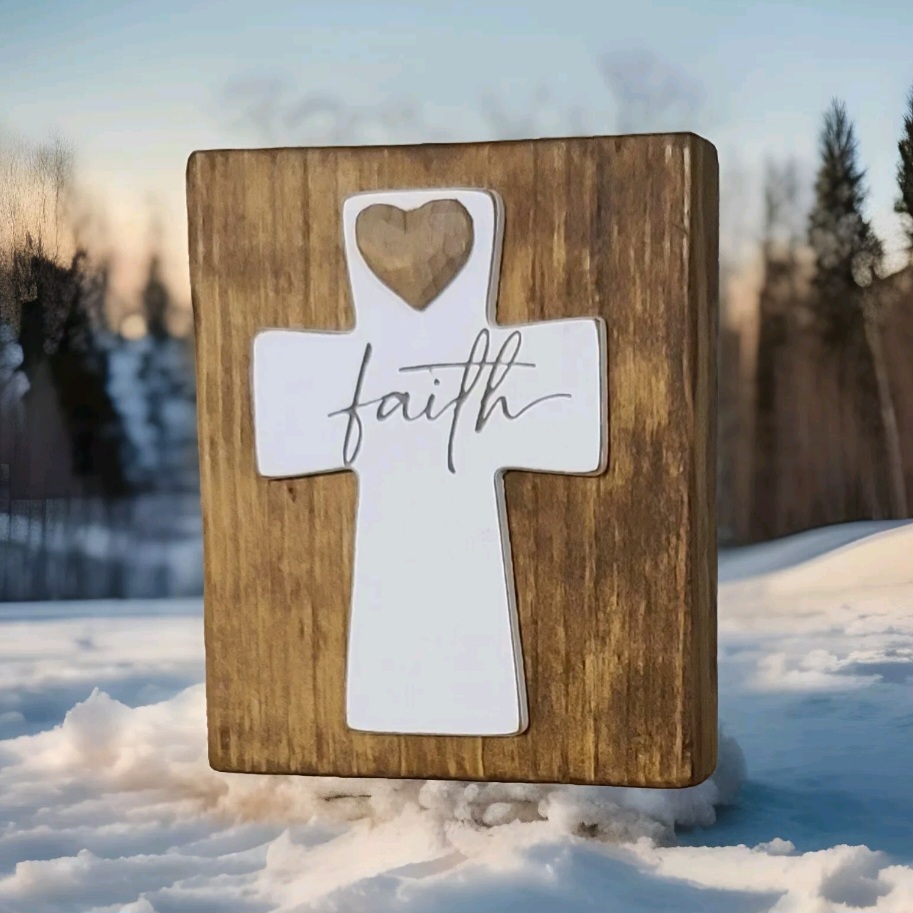 Rustic Faith Cross Sign