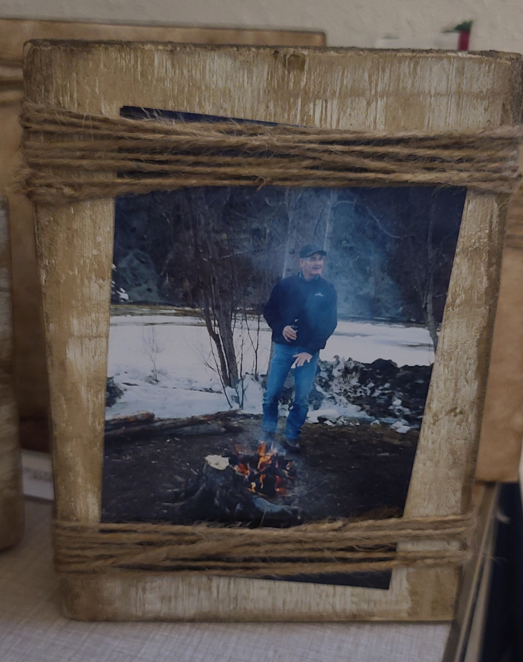 Rustic Twine-Wrapped Wooden Photo Frame