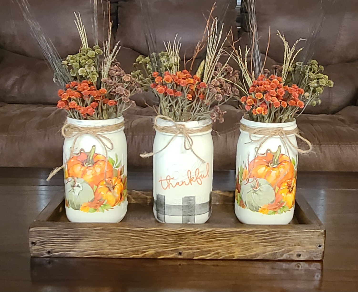 Autumn Harvest Mason Jar Centerpiece