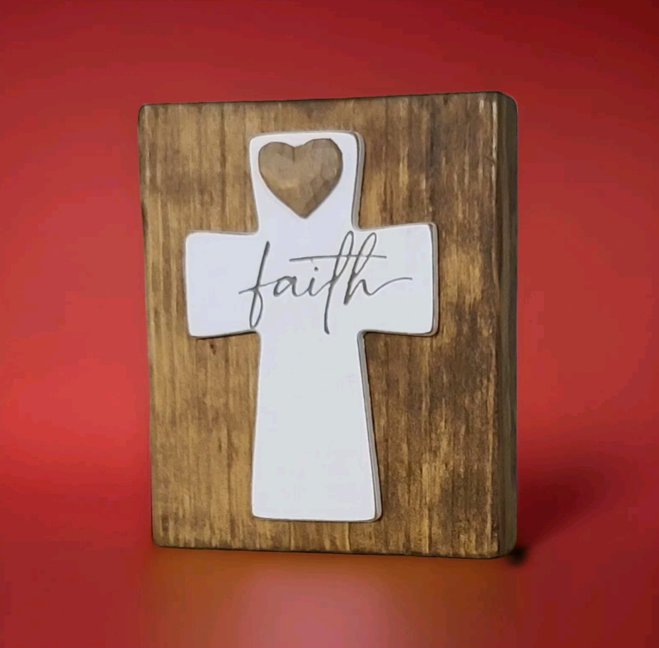 Rustic Faith Cross Sign