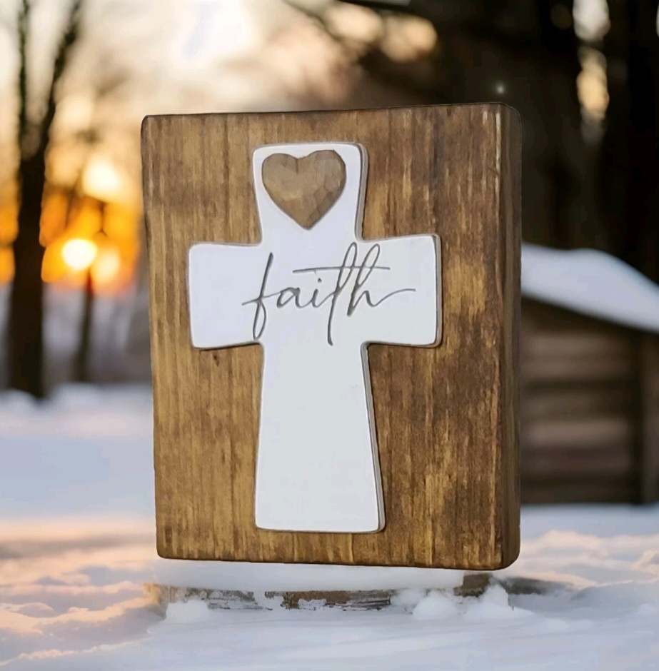 Rustic Faith Cross Sign