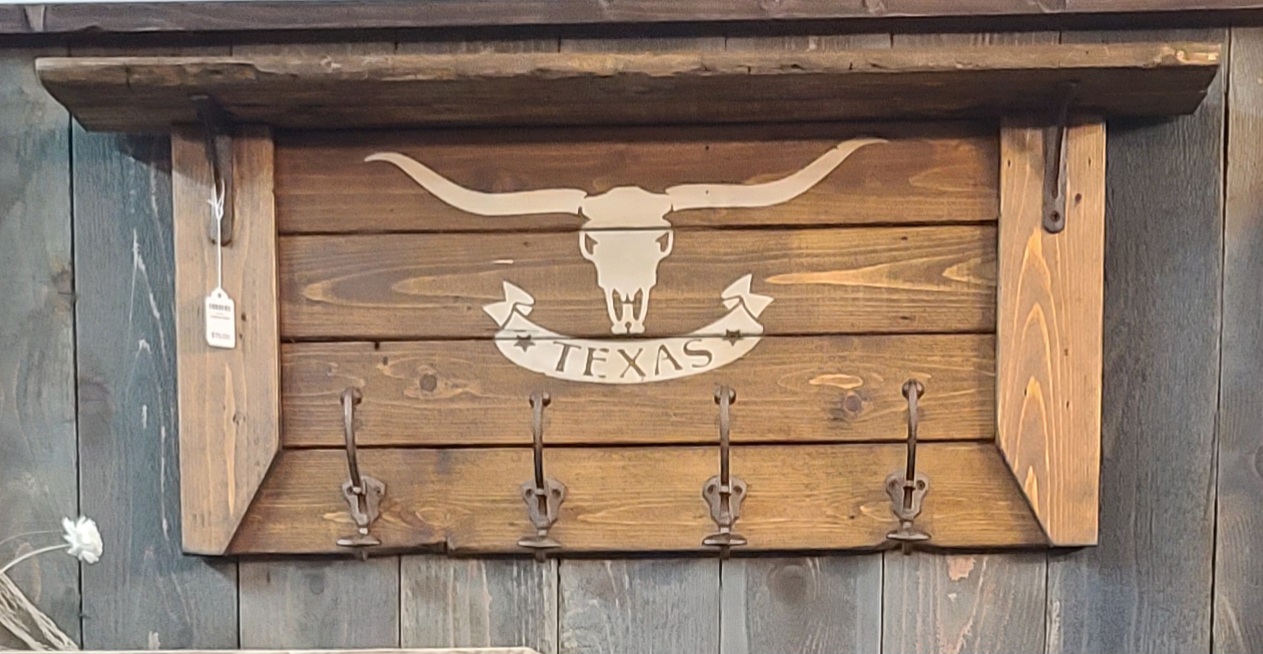 Texas Longhorn Wooden Wall Rack