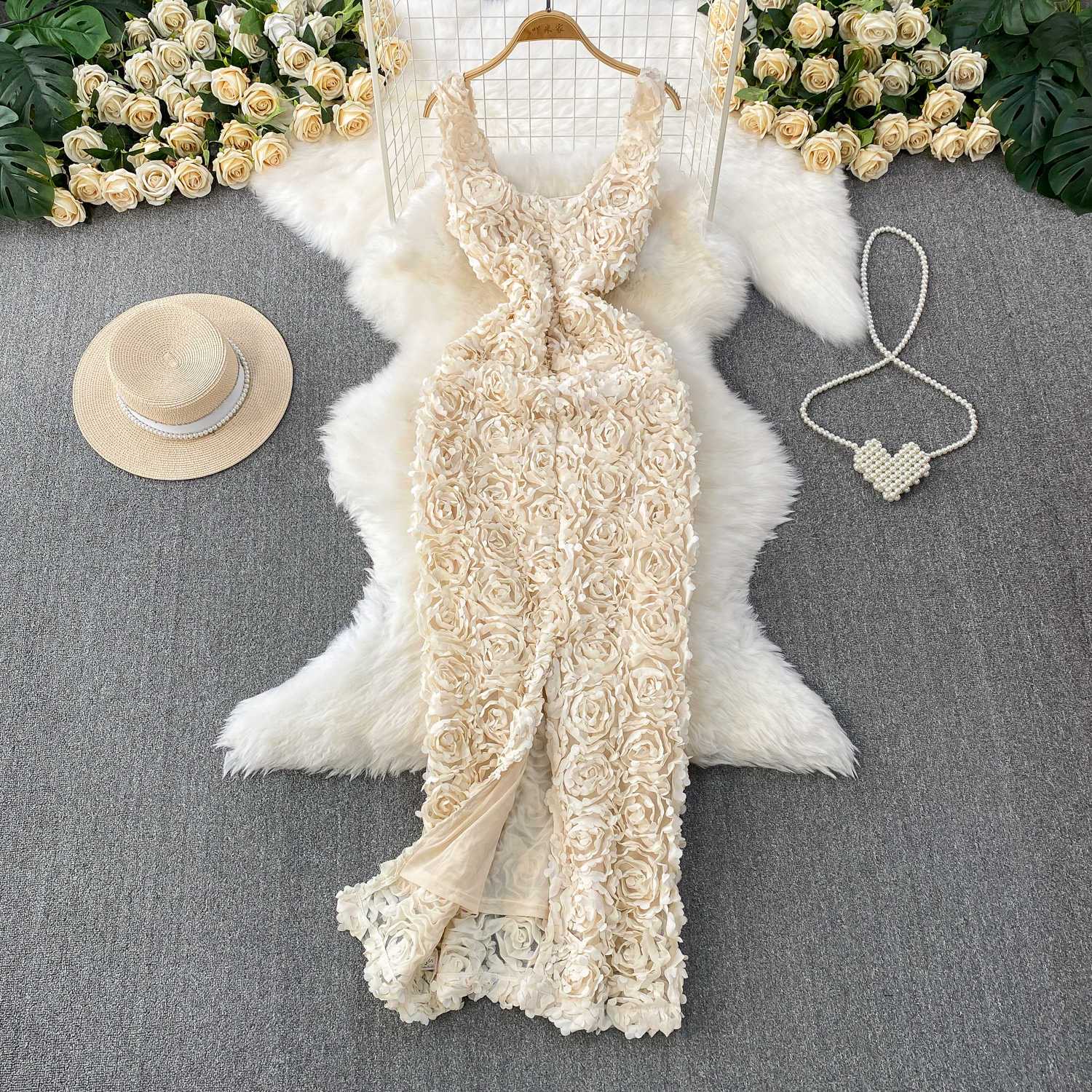 Elegant Rosette Maxi Dress