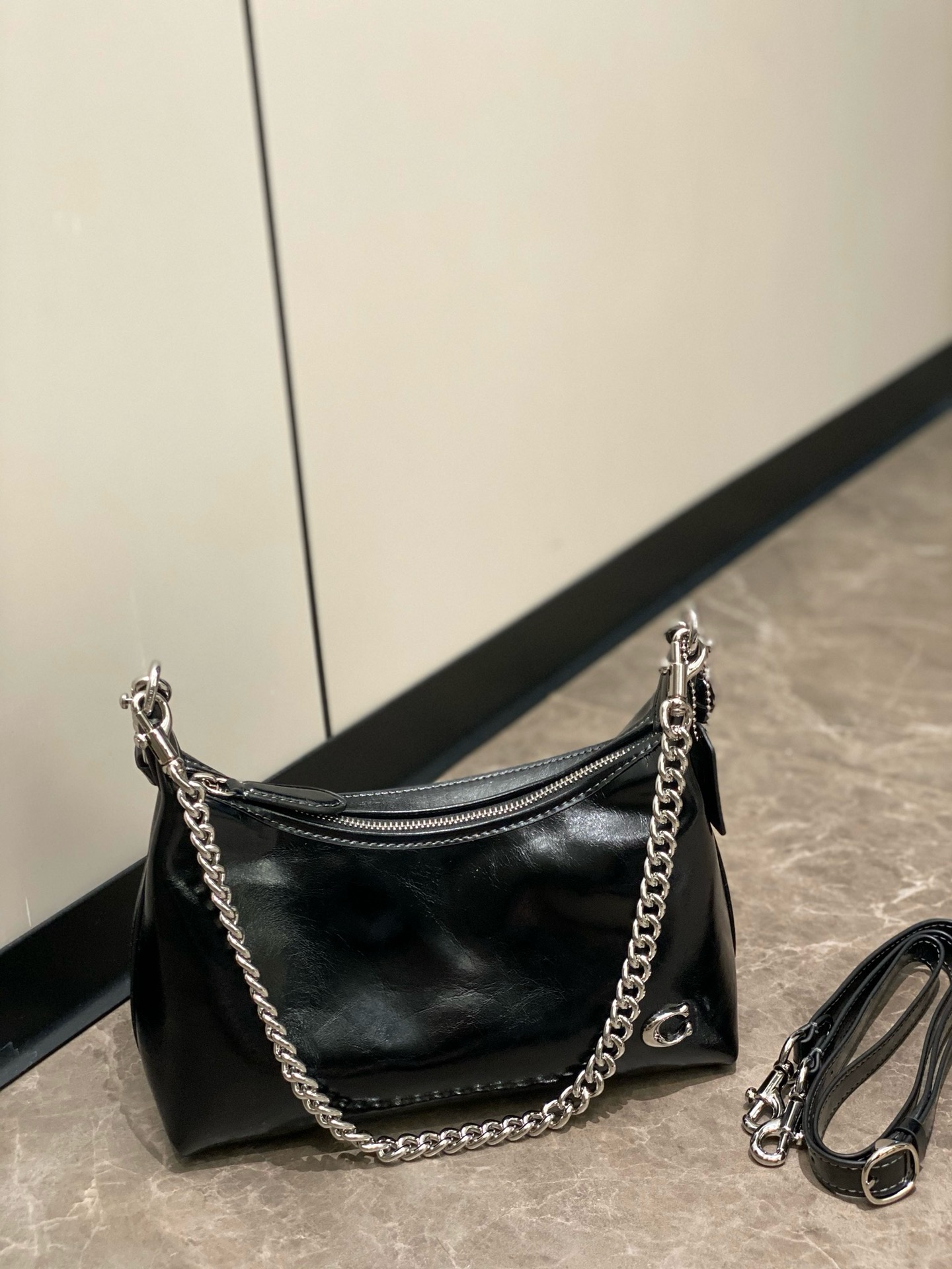 Black Leather Shoulder Bag