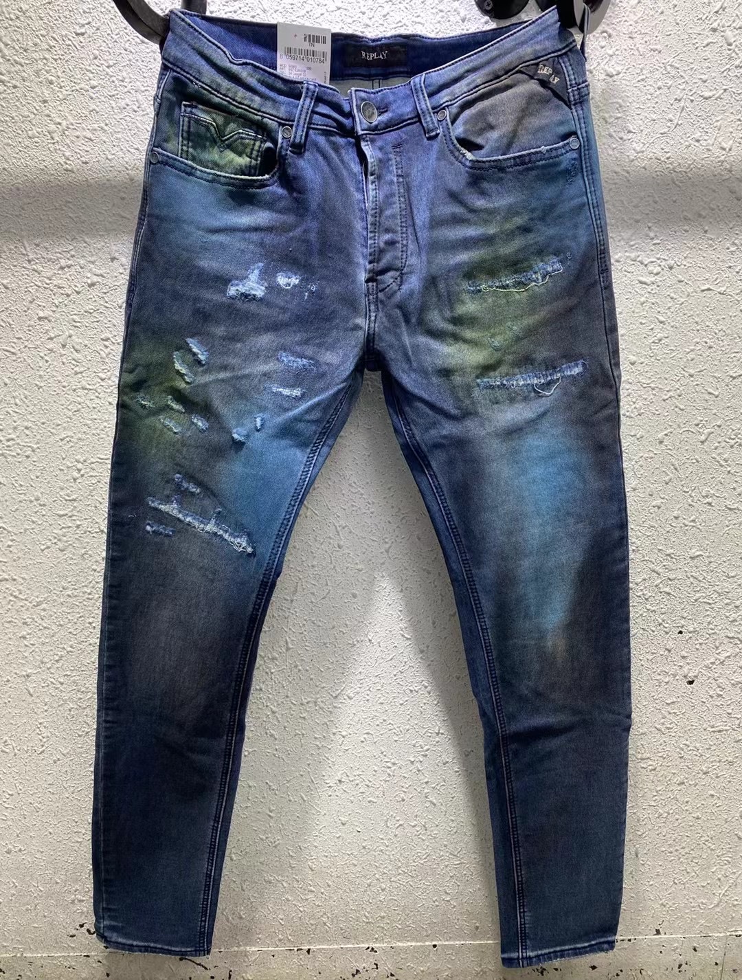 REPLAY Distressed Blue Jeans